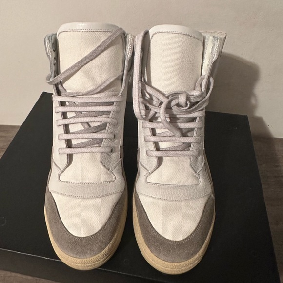 SAINT LAURENT SL/24 CANVAS & LEATHER HIGH-TOP SNEAKER - Picture 5 of 9